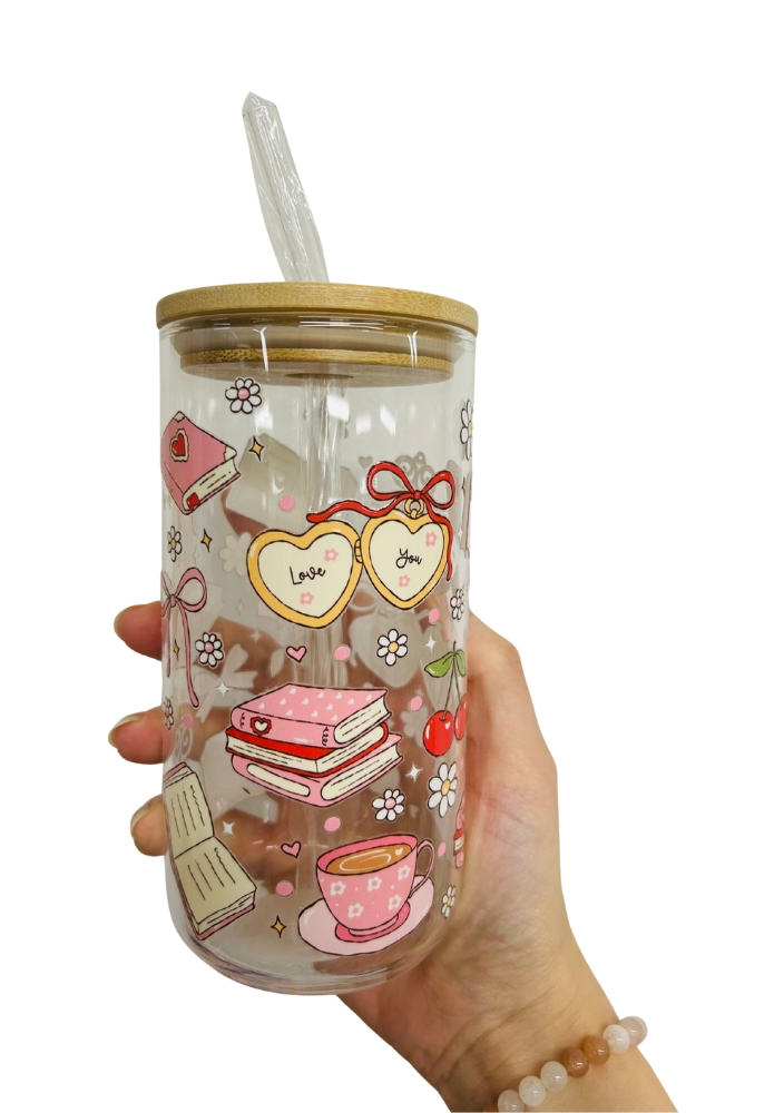 Book/heart - Glass Tumbler