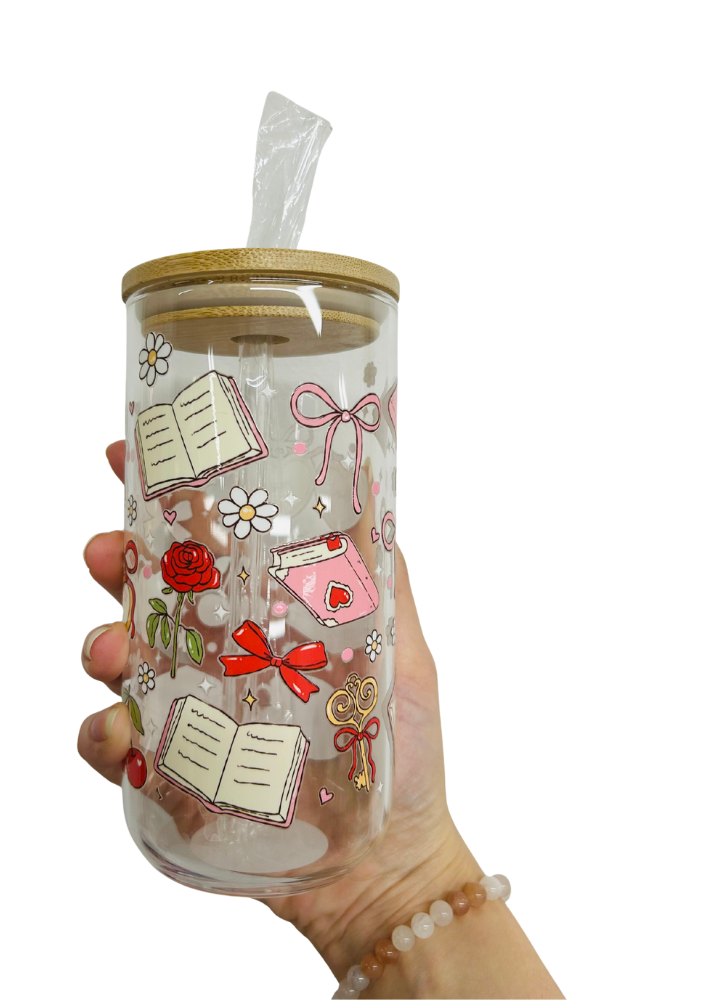 Book/heart - Glass Tumbler