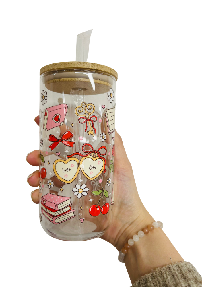Book/heart - Glass Tumbler
