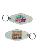 White Motel-Shaped Keyring – Bookish Quote (Double Sided)
