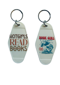 White Motel-Shaped Keyring – Bookish Quote (Double Sided)