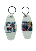 White Motel-Shaped Keyring – Bookish Quote (Double Sided)