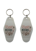 White Motel-Shaped Keyring – Bookish Quote (Double Sided)